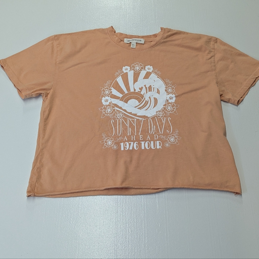 Obsessive Love Size XL Tangerine Colored Cropped Tee Short Sleeved